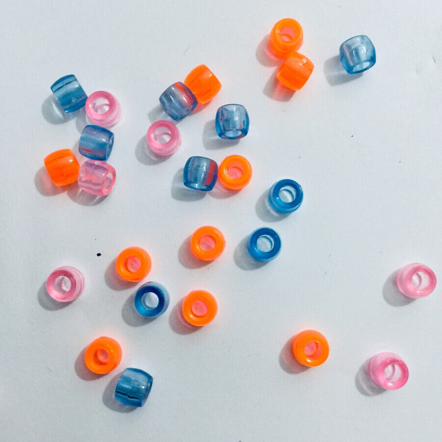 200x Mix Coloured Acrylic Pony Beads - Choose Between Glitter, Opaque, Metallic