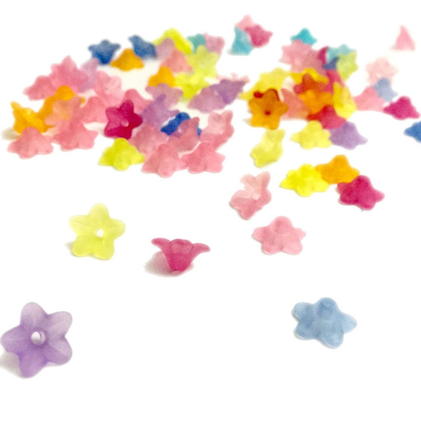 100x Frosted Acrylic Flower Bead Caps 6mm or 8mm - Choose Your Design
