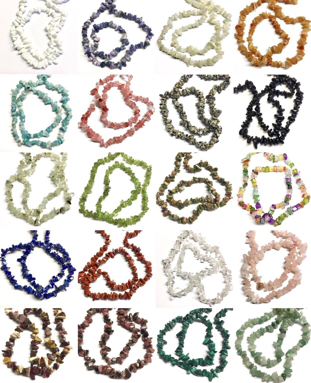 1x Strand 35cm Long Natural Stone Gemstone Chakra Crystal Chips Nugget with Hole