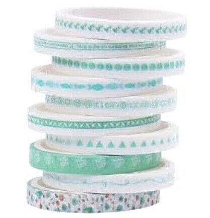 10x Roll Multi Colour 2 Meters per Roll 3mm Patterned Washi Tape