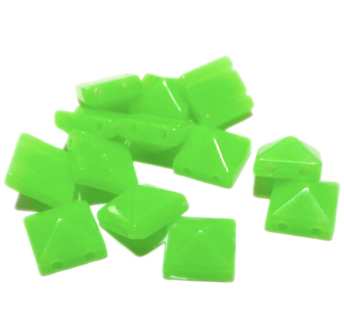 100x Pyramid 10x10mm 2 Hole Flat Back Acrylic Beads for Crafting -Pick Ur Colour