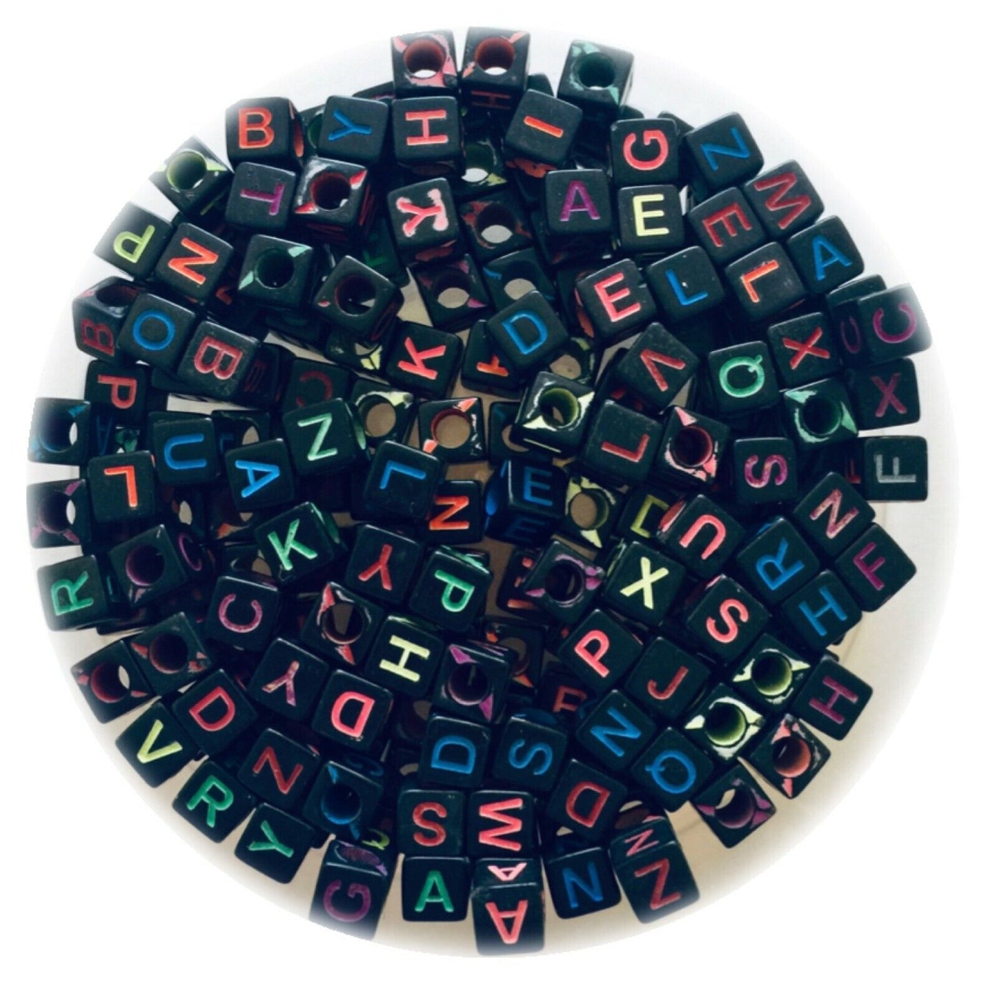 200x Cube Letter Acrylic Beads for Jewellery Making - Pick Your Colour