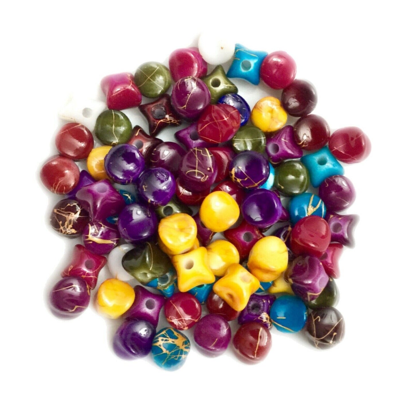 50x Mix Coloured 9mm Special Shaped Beads - Pick Your Style