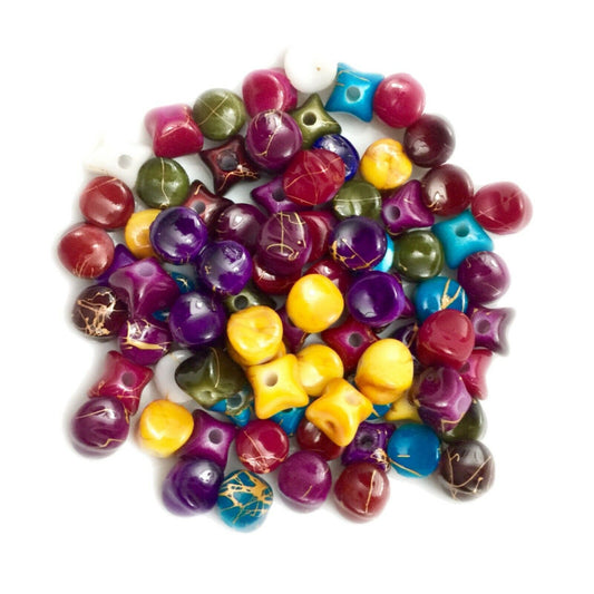 50x Mix Coloured 9mm Special Shaped Beads - Pick Your Style