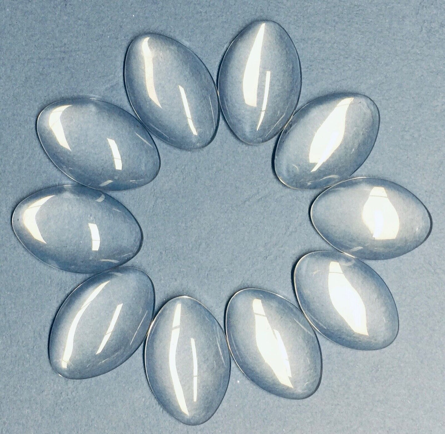 5x/10x/15x Clear Glass Flat Cabochon for Jewellery Making - Round, Heart or Oval