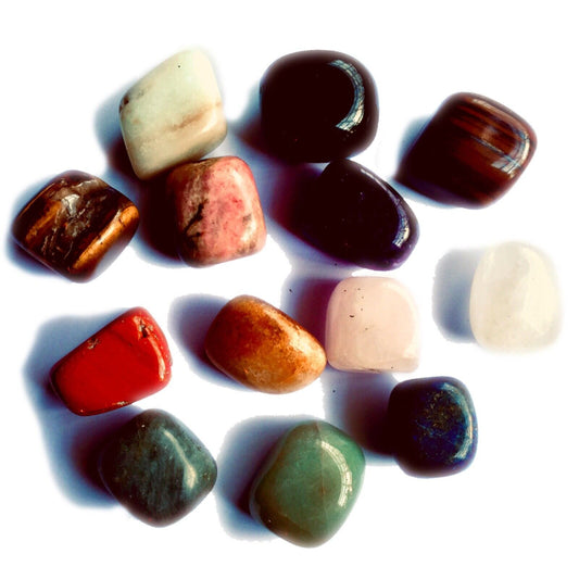 7pc Small or Large Chakra Crystals Natural Semi Precious Tumble Gemstone + Grid