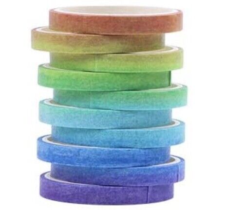 10x Roll Multi Colour 2 Meters per Roll 3mm Patterned Washi Tape