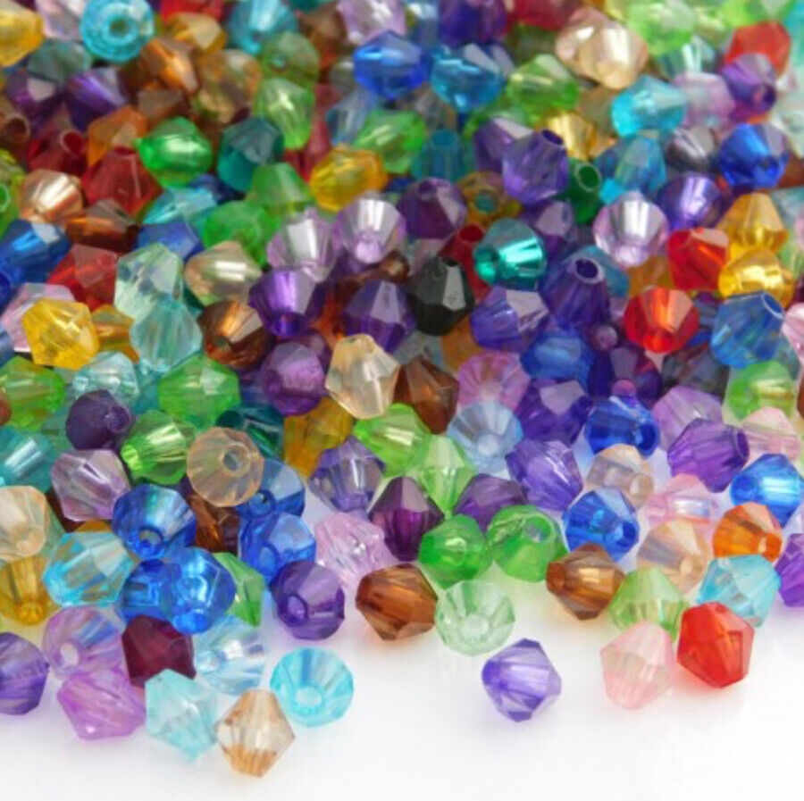 1000pcs Multi Colour Small 4mm Acrylic Bicone Beads