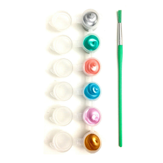 1x Set of 6 Mini Ready Mix Paint Pots w/ Brush - Pick you Colour Theme