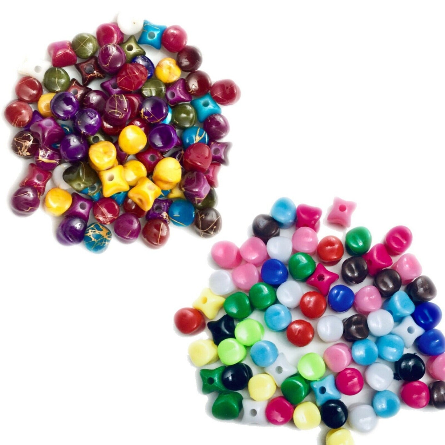 50x Mix Coloured 9mm Special Shaped Beads - Pick Your Style