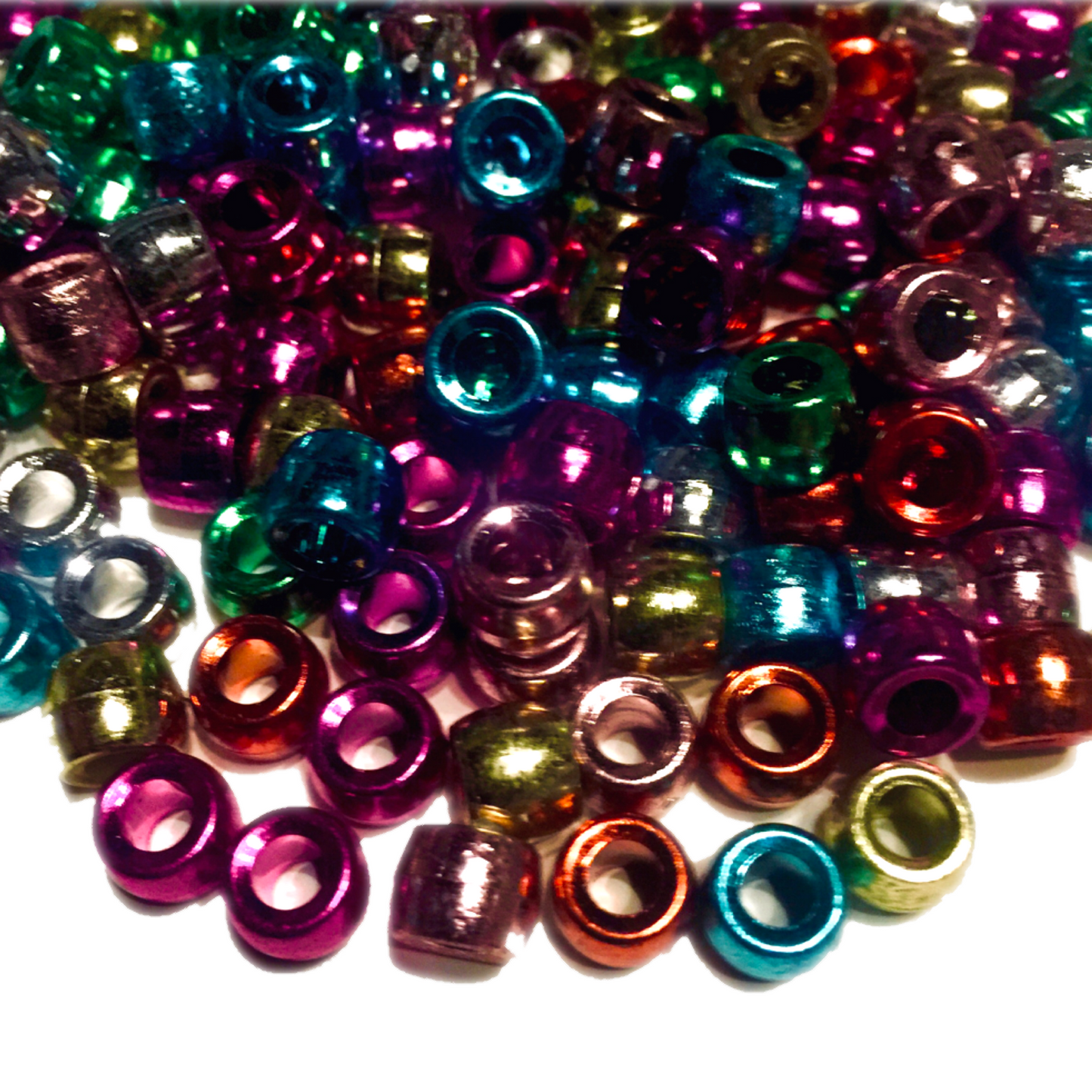 150x Multi Colour Metallic Large Hole Pony Beads