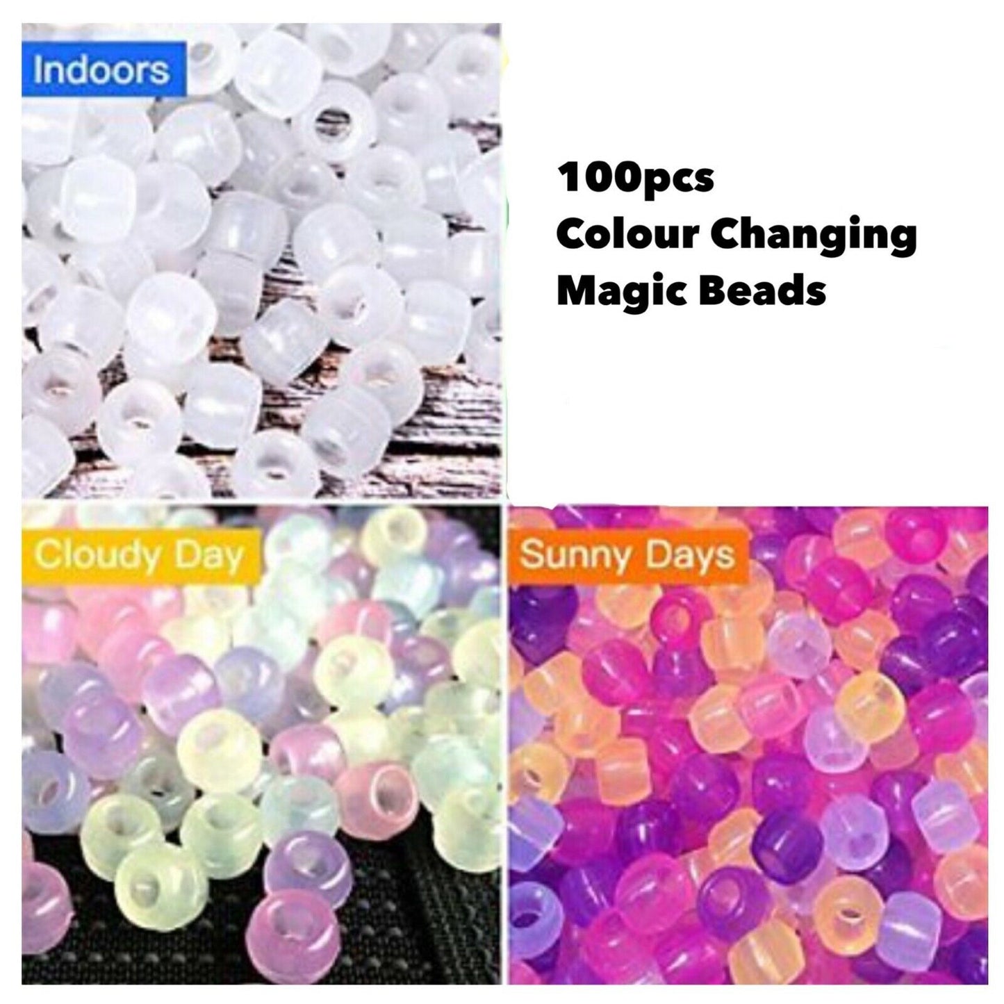100x Colour Changing UV Magic Pony Beads