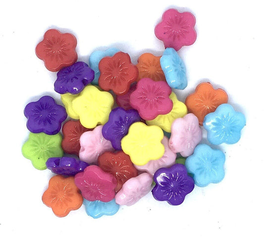 100x Multi Colour Big Flower 14mm Acrylic Beads