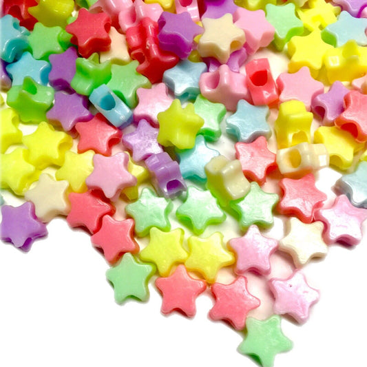 150 pcs Large Hole Pastel Colour Star Pony Beads