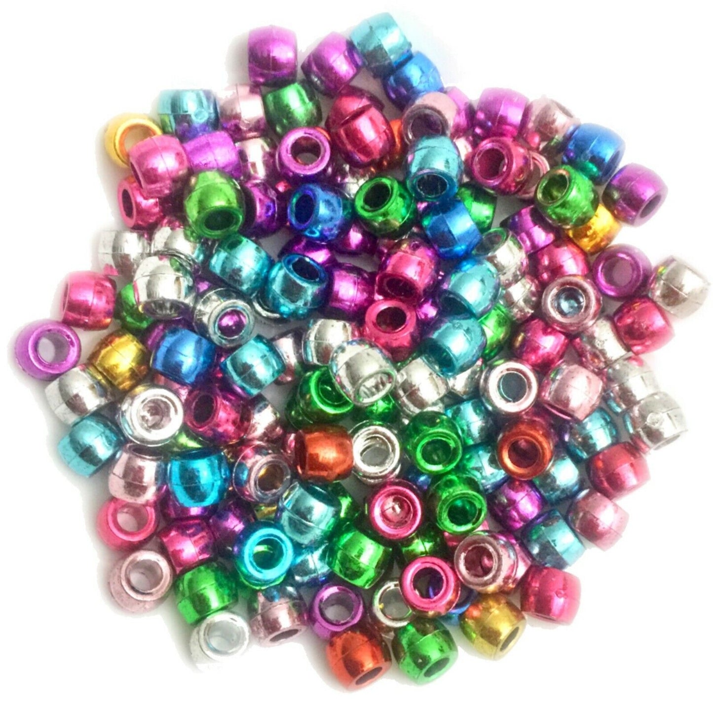 150x Multi Colour Metallic Large Hole Pony Beads