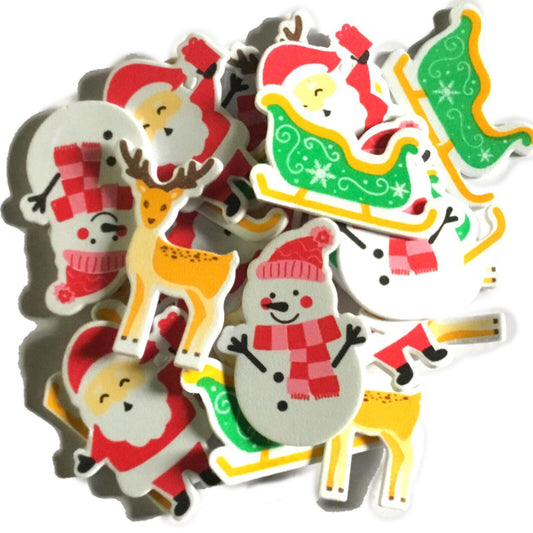 24x Christmas Theme Foam Sticker for Craft - (Santa, Reindeer, Snowman, Sleigh)