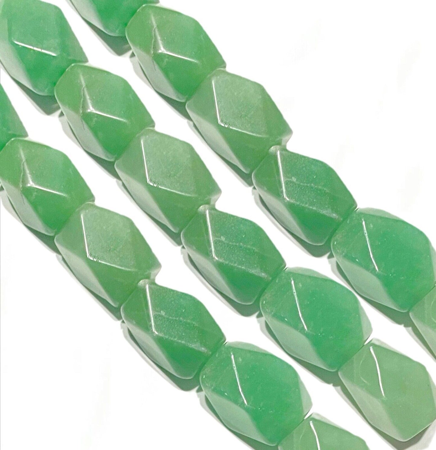 12 pcs Polygon Green Aventurine 16mm to 18mm Natural Stone Beads