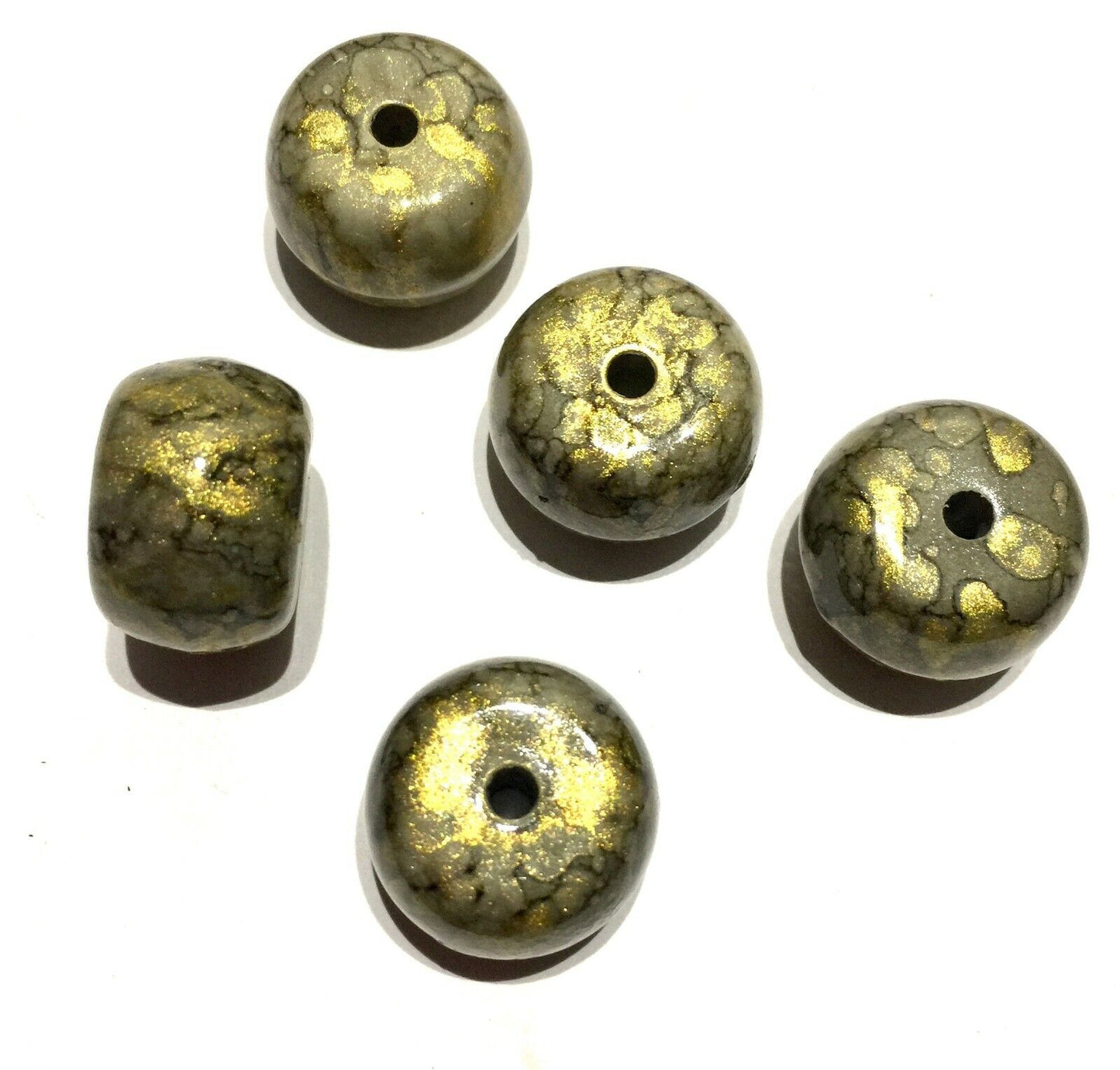 5x Mottled Vintage Gold 18mm Chunky Large Acrylic Beads