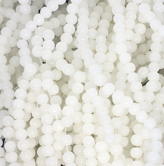 400pcs (2x Strand) Jade White 4mm Resin Beads