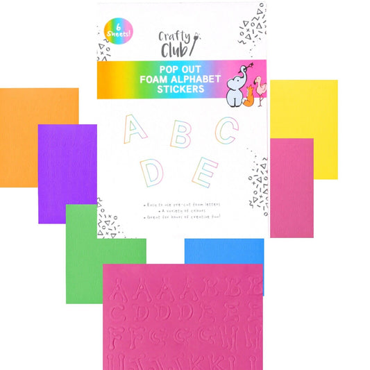 6x Sheet Multi Colour Die Cut Uppercase Letters Alphabet Pop Out Foam Stickers