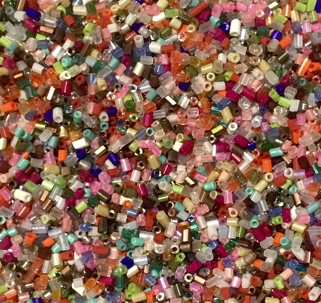 3000+ Multicolour 2mm-3mm Tiny Mini Tube Tubular Glass Seed Beads