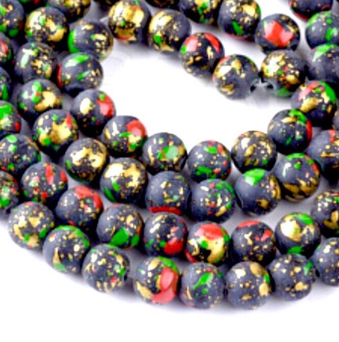1x Strand 100pcs Round 8mm Multicoloured Glass Beads for Jewellery Making