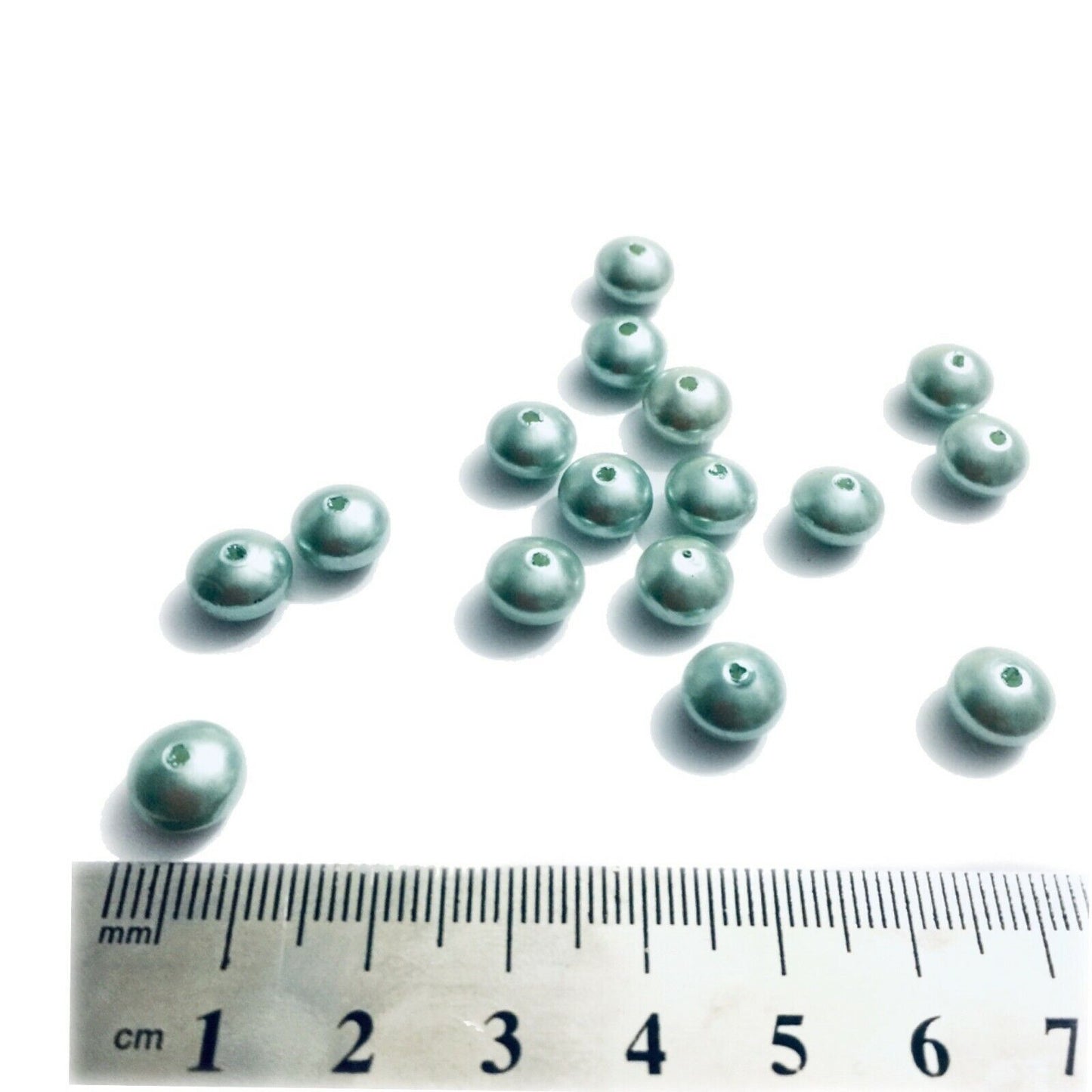 100x Faux Pearl 9mm Mint Green Rondelle Beads