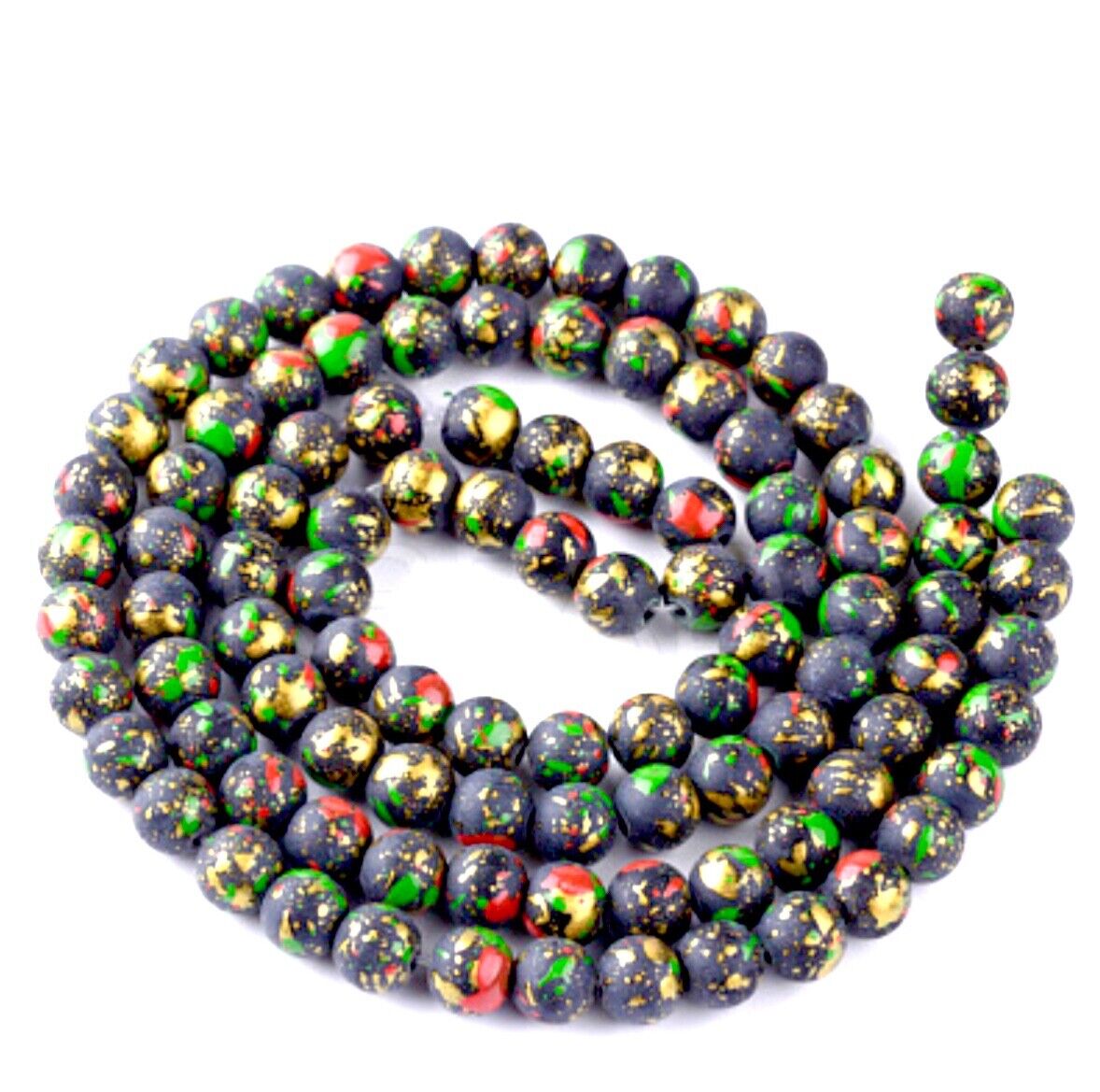 1x Strand 100pcs Round 8mm Multicoloured Glass Beads for Jewellery Making