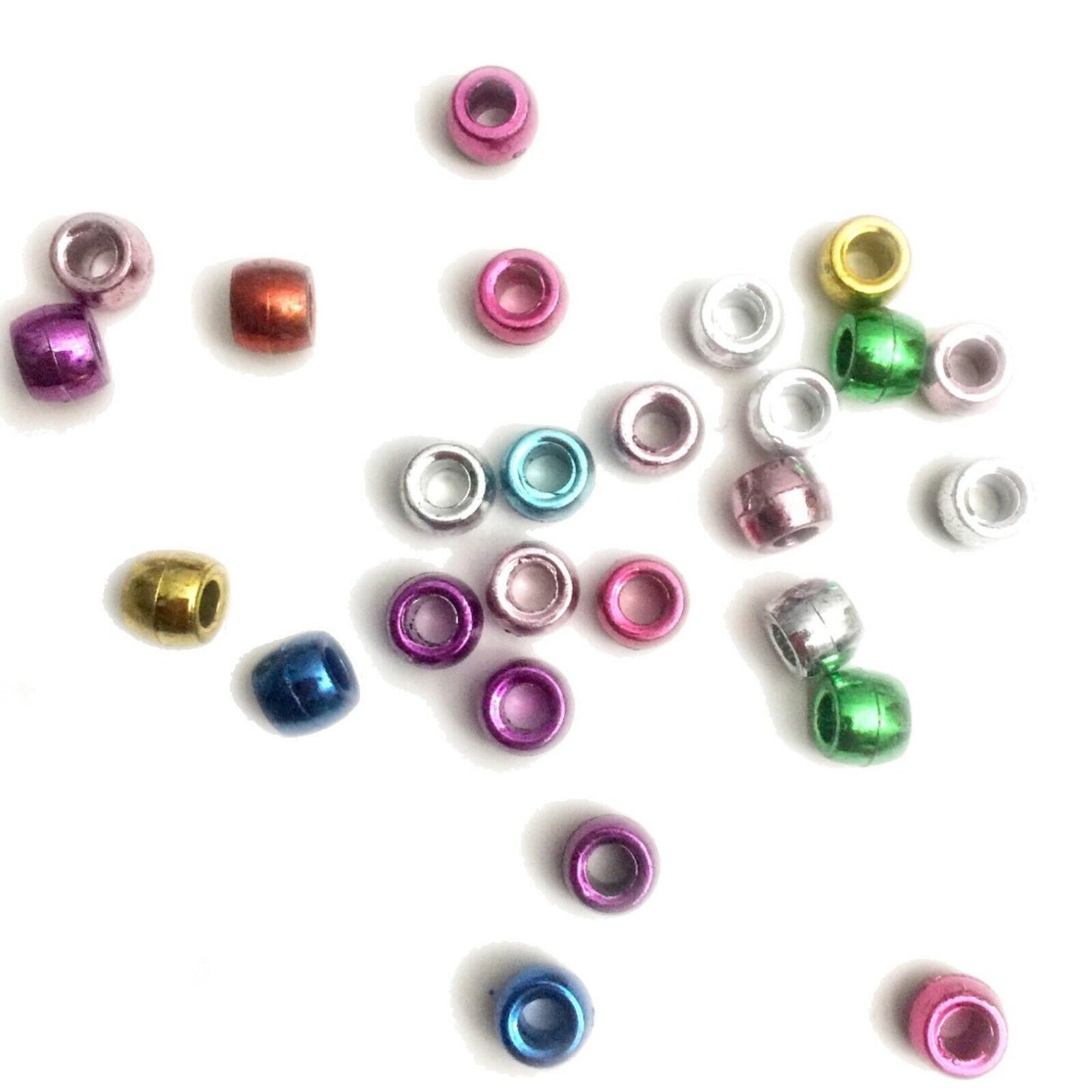 150x Multi Colour Metallic Large Hole Pony Beads