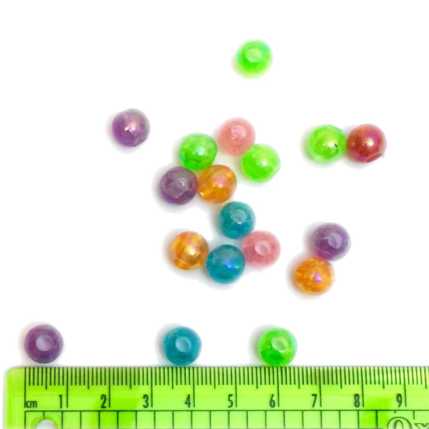 100x Mix Colour Iridiscent 9mm Acrylic Beads