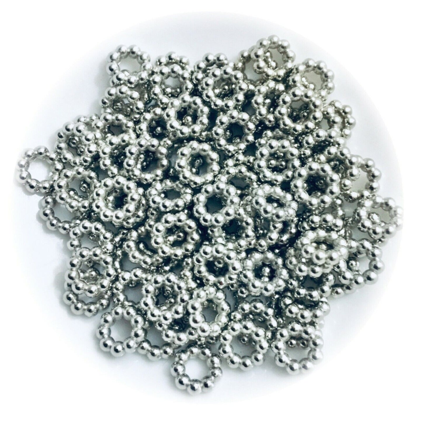 150x Silver 12mmx3mm Ring Beads