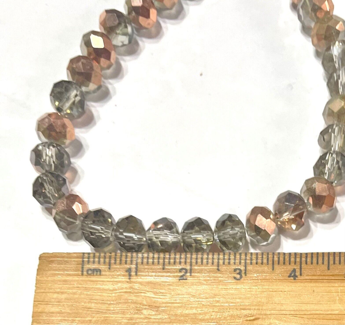 1x Strand 50cm Two Tone Bronze & Clear 7mm Faceted Rondelle Glass Beads