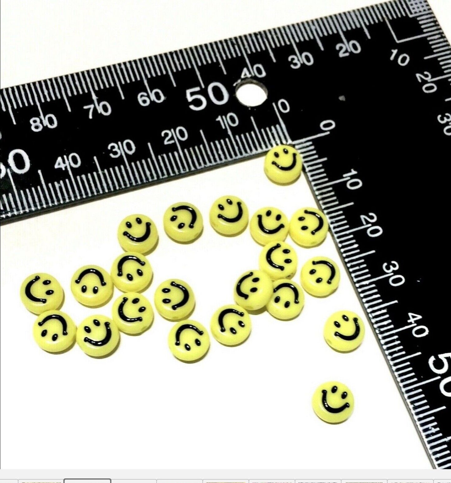 100 pcs Cute 7mm x 3.5mm Yellow Small Smiling Acrylic Beads Charm for Jewellery