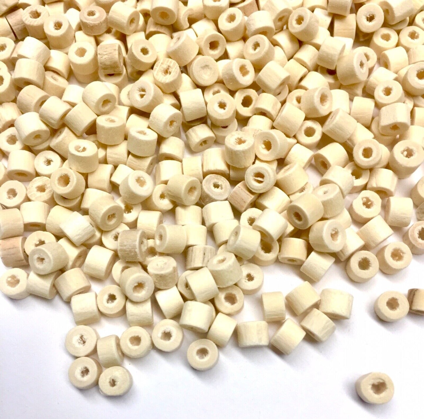 250pcs Undyed Natural Mocassin 5x4mm Tubular Wood Beads
