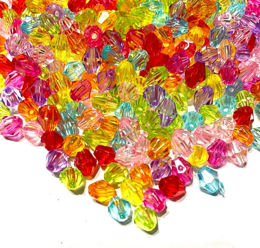 200 pcs Multicolours 8mm Bicone Crystal Effect Acrylic Beads for Jewellery