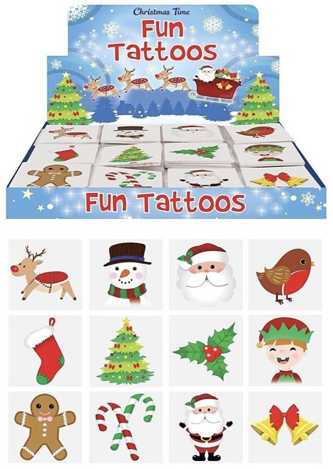48x Henbrandt Christmas Temporary Tattoos for Christmas Stockings Party Fillers
