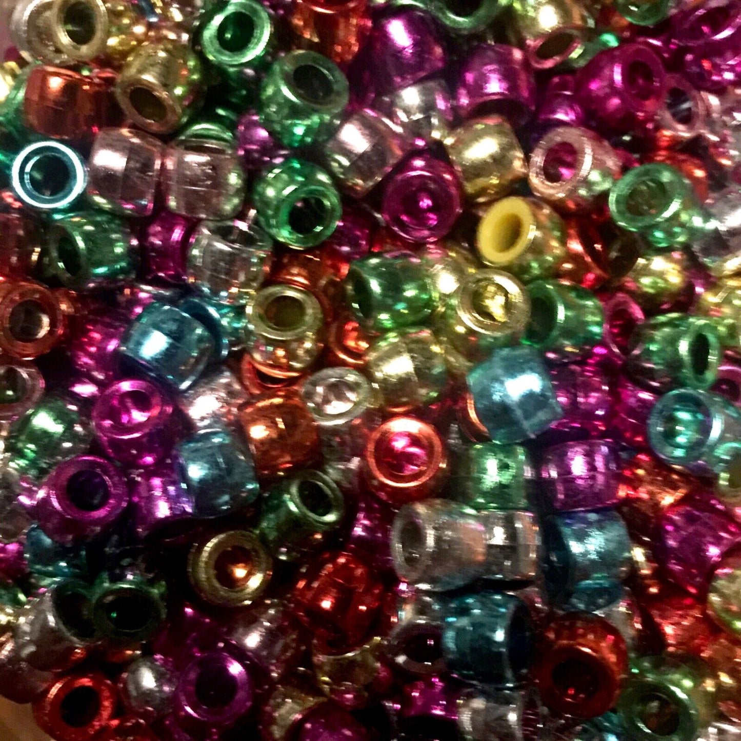150x Multi Colour Metallic Large Hole Pony Beads