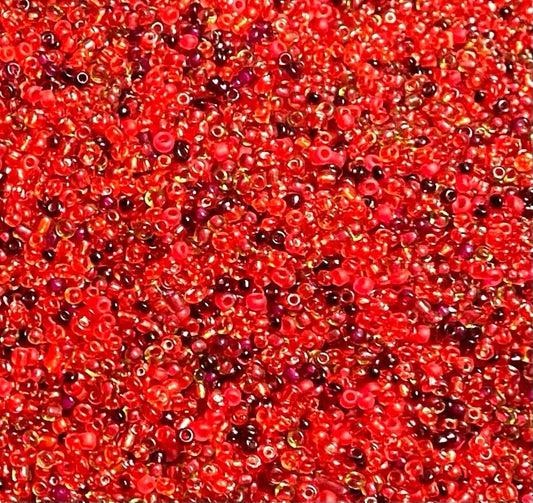 3000+ Red Colour Hues 2mm-2.5mm Glass Seed Beads