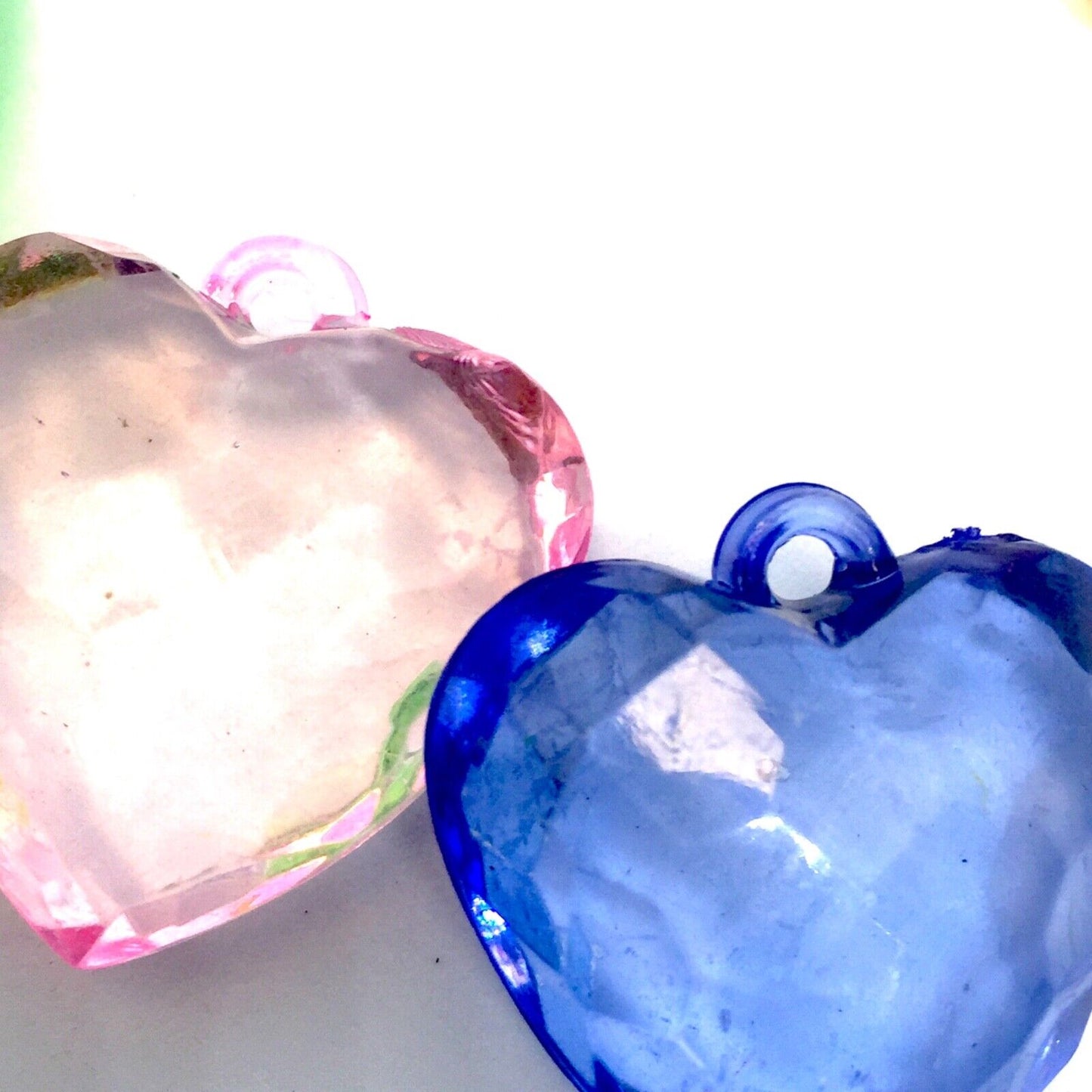 5x Acrylic 30mm Multi Colour Heart Pendant Loose Beads