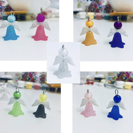 10x Make Your Own Multicoloured Frosted Guardian Angel Charm DIY Kit