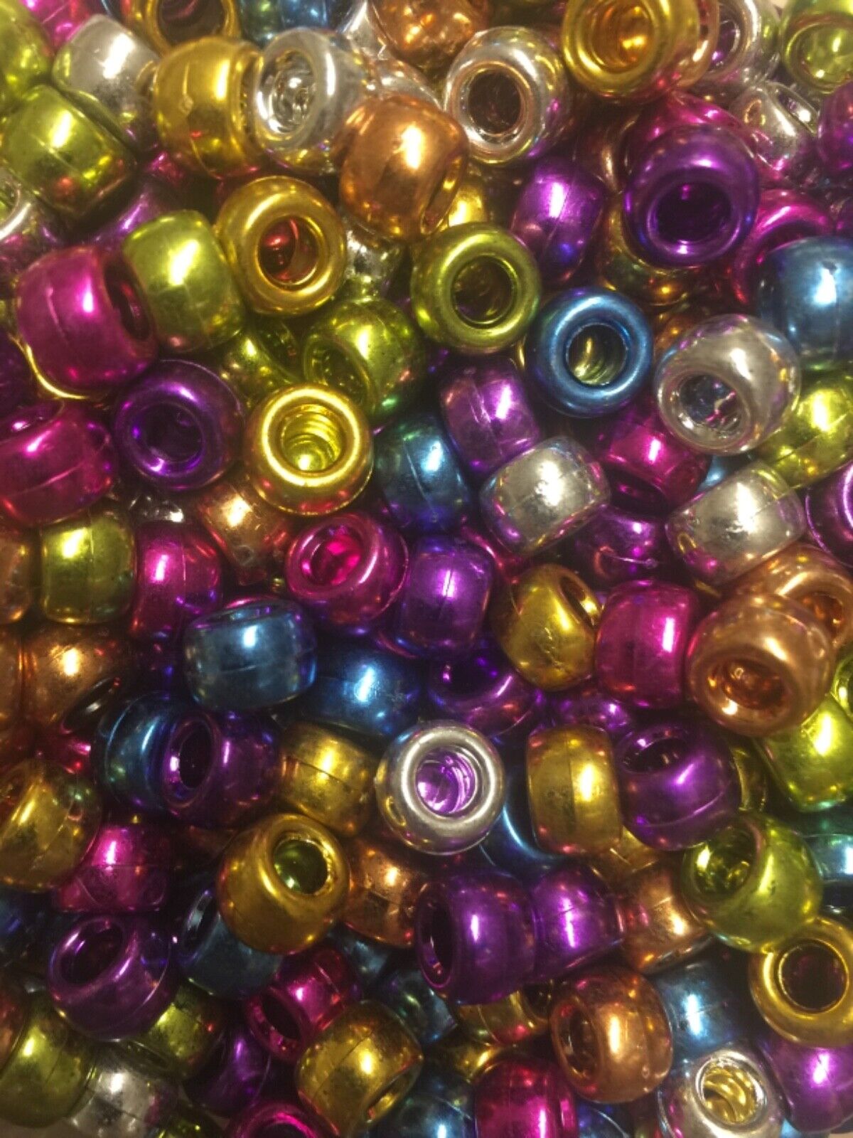 150x Multi Colour Metallic Large Hole Pony Beads