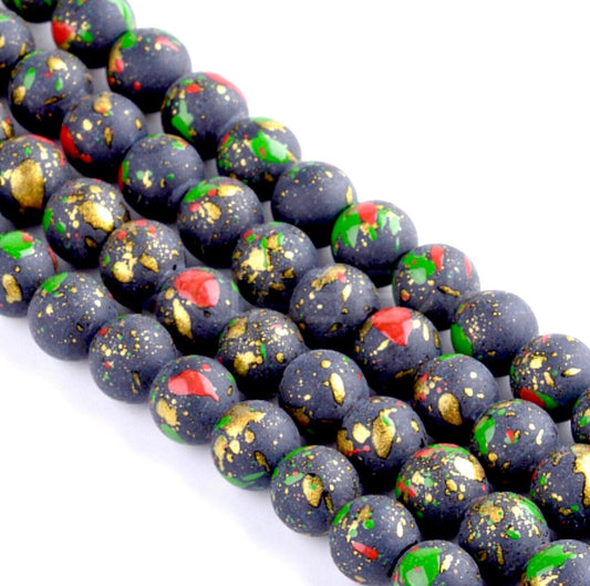 1x Strand 100pcs Round 8mm Multicoloured Glass Beads for Jewellery Making