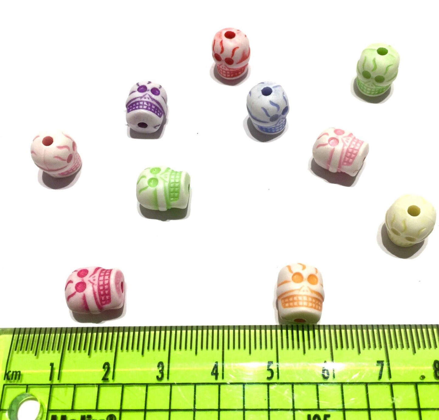 30x Multi Colour 11mmx9mm Skull Acrylic Beads for Jewellery Making