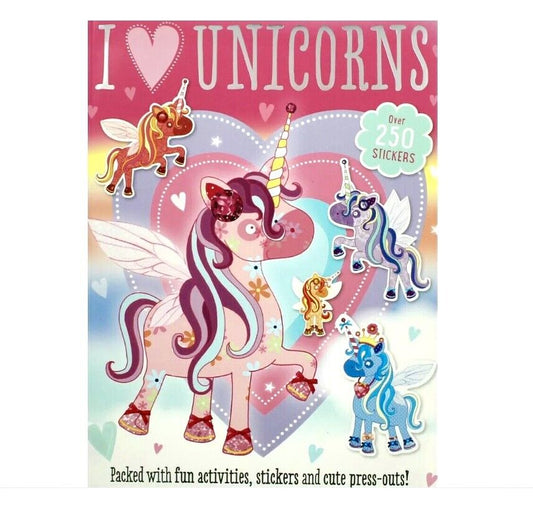 I Love Unicorn Activities and 250 plus Stickers Book with free 6x Crayons