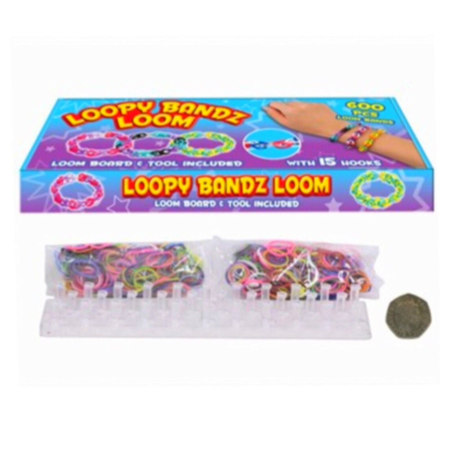 1200x Loopy Loom Bandz Complete DIY Kit with Magic Colour Changing Pony Beads