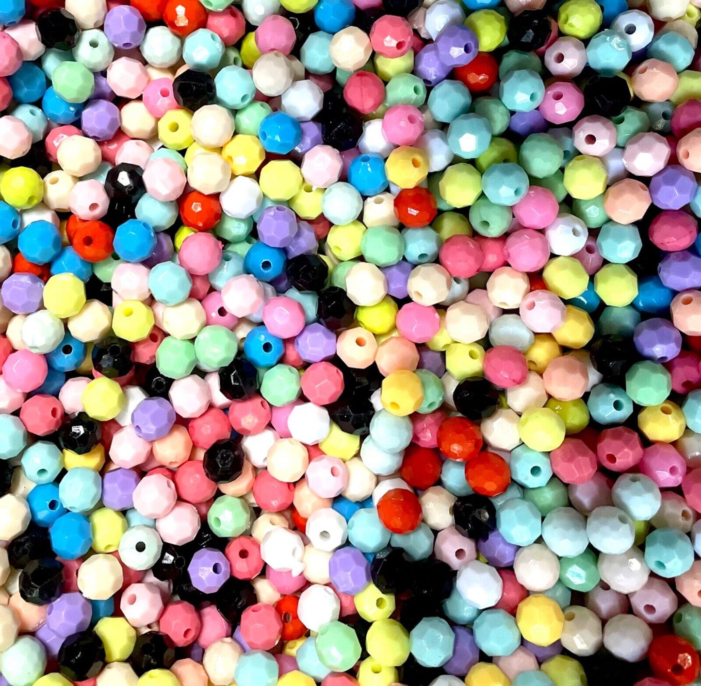 100x Multicoloured Faceted 8mm Acrylic Beads