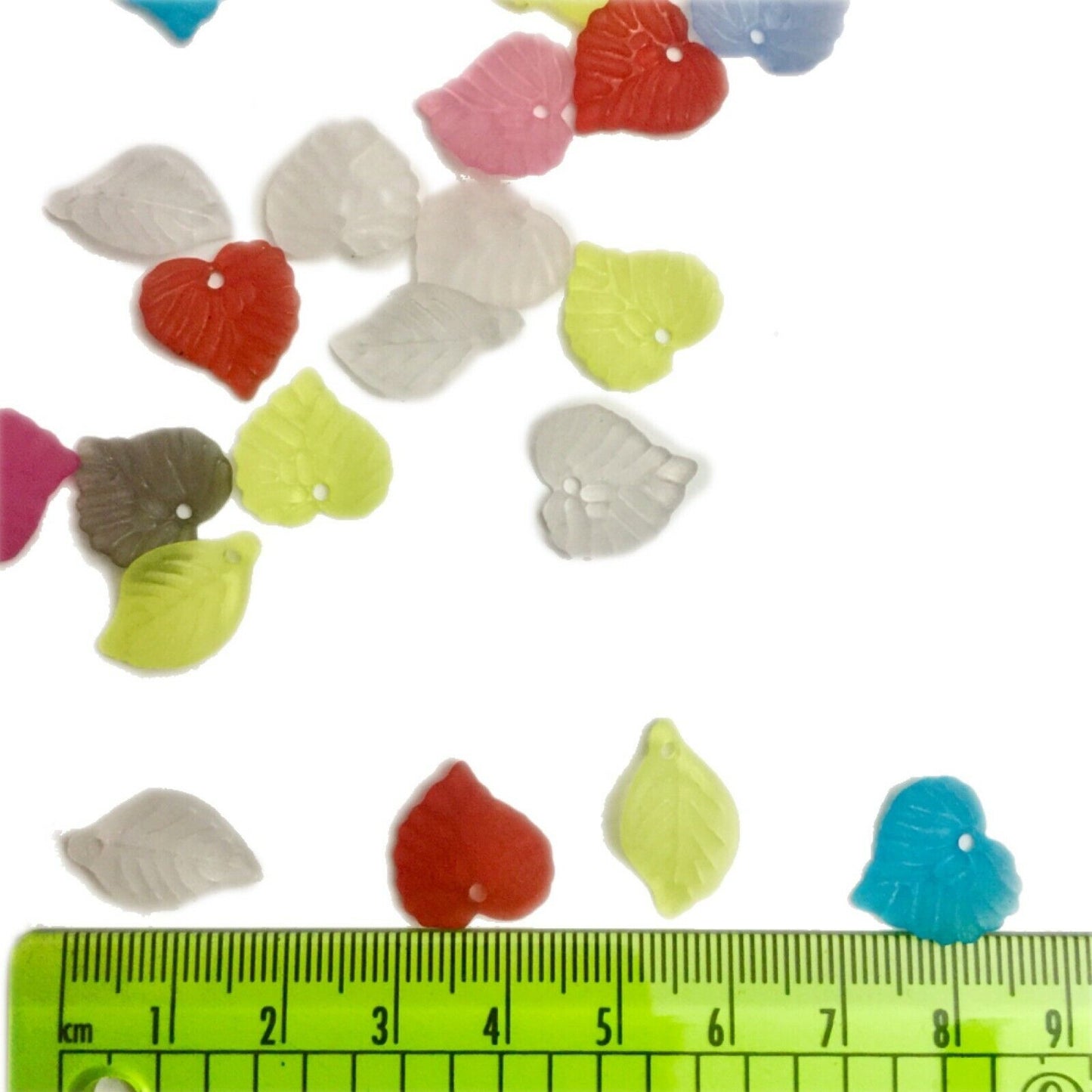 100x Frosted Multi Coloured and Mix Shapes Acrylic Leaf Charm