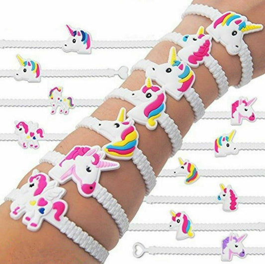 5x Unicorn White PVC Bracelet