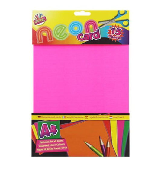 A4 Multi Coloured Neon Cards - 15 sheets