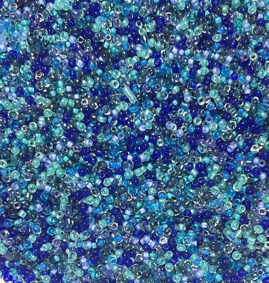 3000+ Blue Colour Hues 2mm-2.5mm Glass Seed Beads